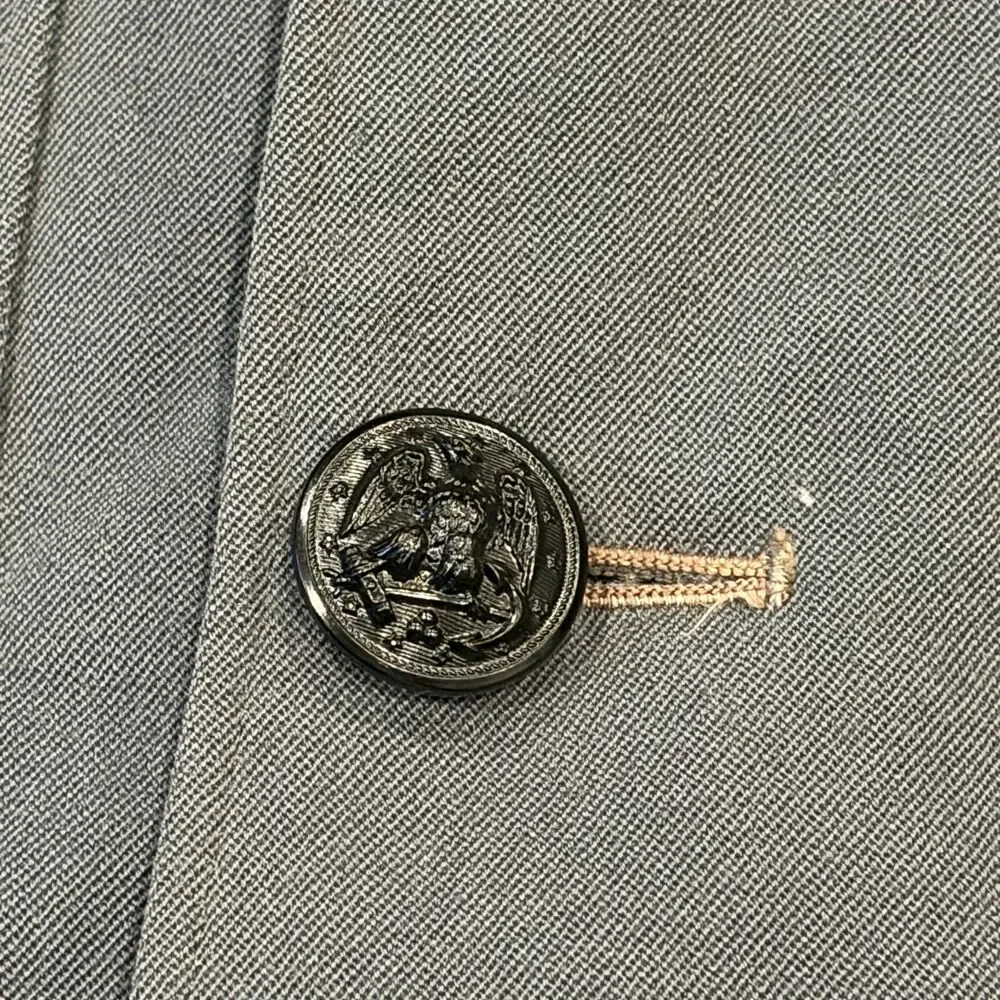 Vtg 70s Grey Uniform Jacket Navy Dress Abbot Military Tailors 39 Reg Buttons - Picture 2 of 10